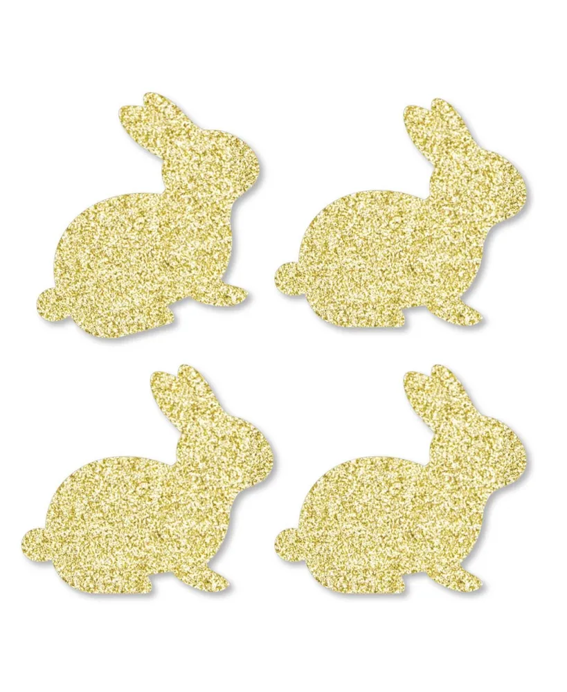 Big Dot of Happiness Gold Glitter Bunnies - No-Mess Real Gold Glitter Cut-Outs Easter Confetti 24 Ct