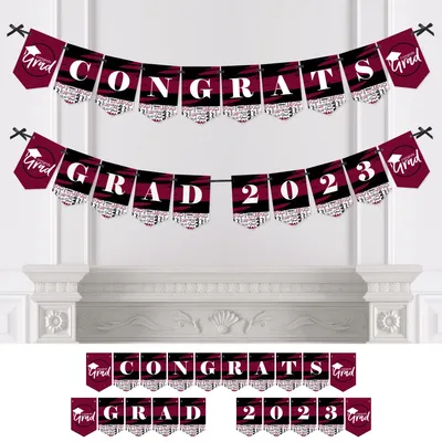 Big Dot of Happiness Maroon Grad - Best is Yet to Come Bunting Banner Party Decor Congrats Grad 2024