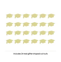 Big Dot of Happiness Gold Glitter Grad Cap - No-Mess Real Gold Glitter Cut-Outs Confetti - 24 Ct