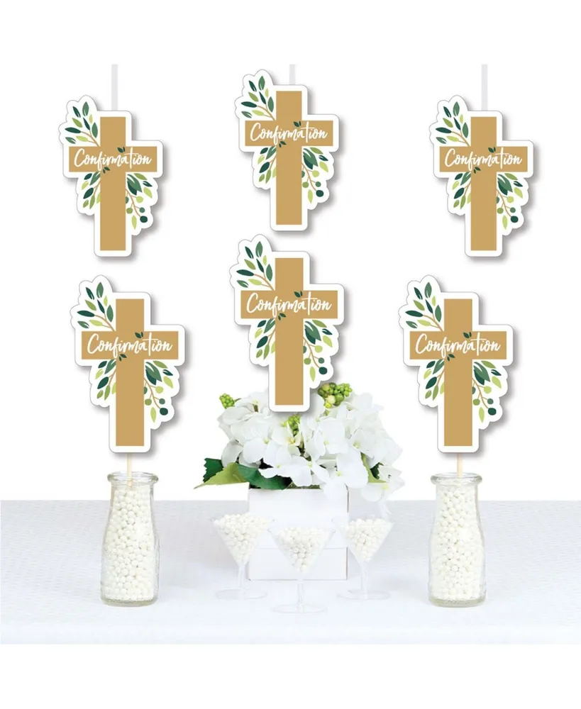 Big Dot of Happiness Elegant Cross - Religious Party Circle Sticker Labels  - 24 Count