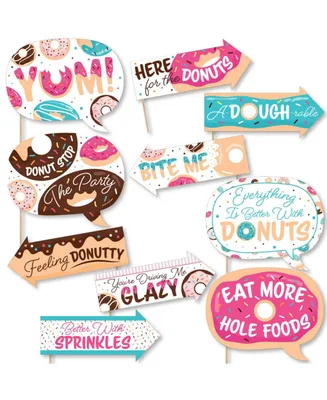 Funny Donut Worry, Let's Party - Doughnut Party Photo Booth Props Kit - 10 Piece