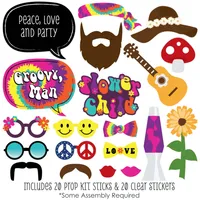 Big Dot of Happiness 60's Hippie - 1960s Groovy Party Photo Booth Props Kit - 20 Count