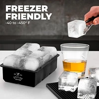 Silicone Ice Cube Trays Set of 2 - Large Square Molds and Sphere Ball Maker with Lid