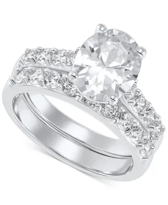 2-Pc. Set Cubic Zirconia Ring & Band in Sterling Silver