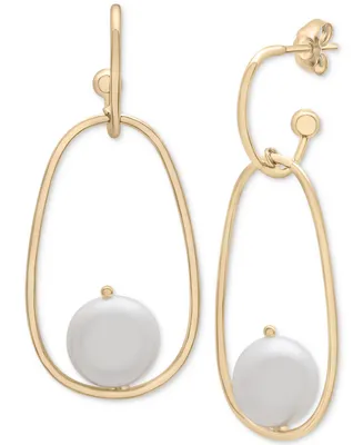Cultured Freshwater Pearl (11x12mm) Drop Earrings in 14k Gold-Plated Sterling Silver