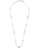 Cultured Freshwater Pearl (3 x 3-1/2mm, 6 x 8mm) Collar Necklace in 14k Gold-Plated Sterling Silver, 17" + 1" extender