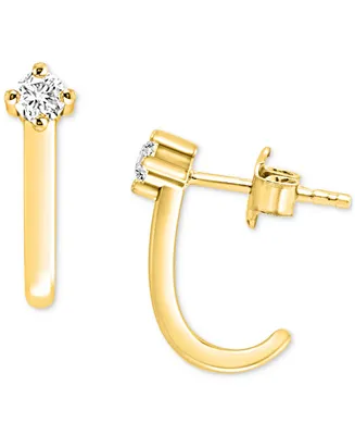 Diamond J-Hoop Earrings (1/10 ct. t.w.) in 10k Gold