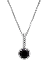 3-Pc. Set Onyx & Diamond Accent Pendant Necklace, Ring and Hoop Earrings in Sterling Silver