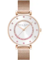 Olivia Burton Women's T-Bar Rose Gold-Tone Stainless Steel Mesh Bracelet Watch 32mm
