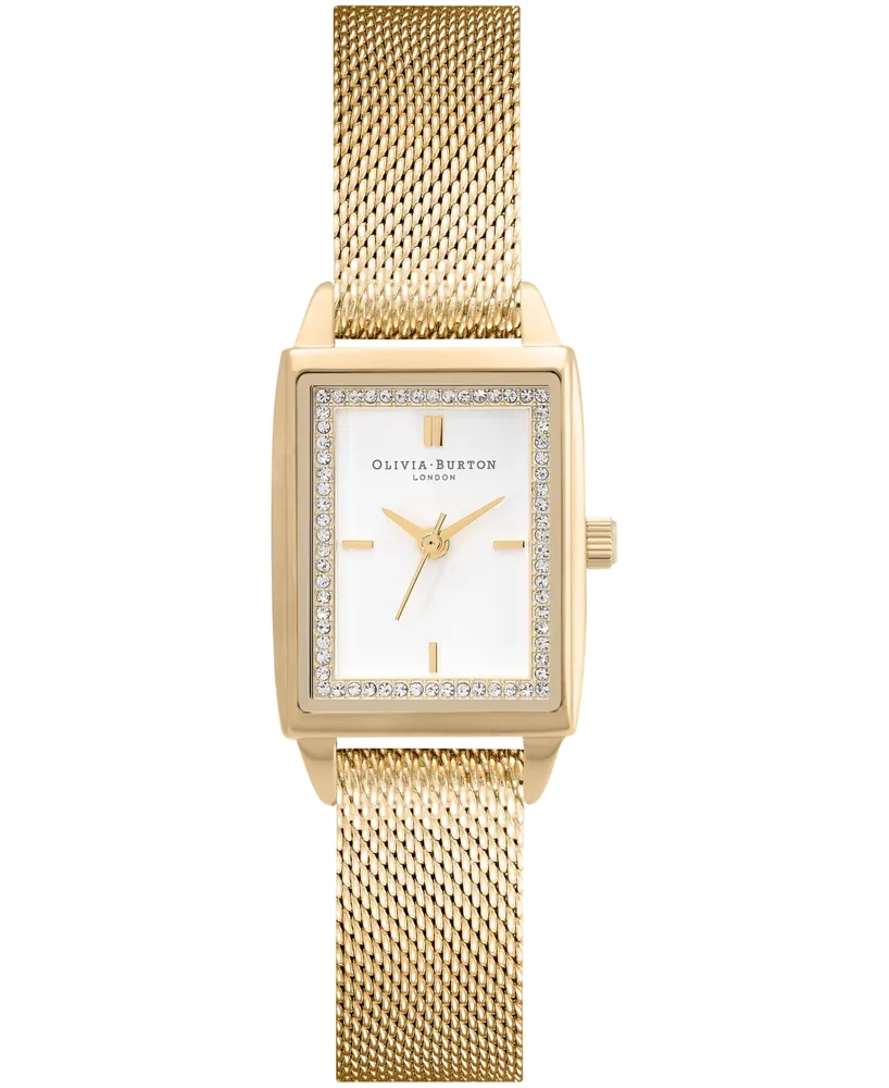 Olivia Burton Women's Quartz Gold-Tone Stainless Steel Mesh Watch 25.5mm x 20.5mm