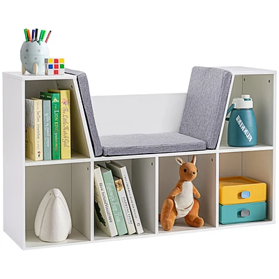 Homcom Cubby for Kids with Comfy Lounge Chair and Large Cube Shelves