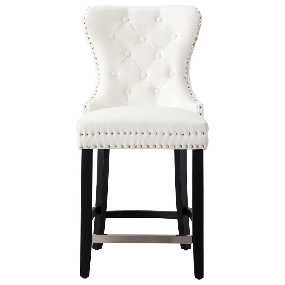 WestinTrends Tufted Velvet Counter Stool