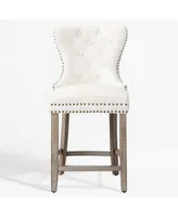 WestinTrends Tufted Velvet Counter Stool