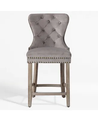 WestinTrends Tufted Velvet Counter Stool