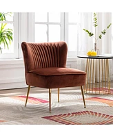 25" Wide Upholstered Tufted Velvet Accent Chair With Metal Leg