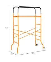 Homcom 4-Step Steel Steel Scaffold 2 Wheels Platform Anti-Skid Film