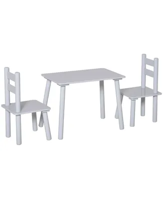 Qaba 3 Pc Wooden Kids Table & Chair Activity Set, Toddlers 2 to 5 Years