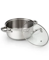 Cook N Home Sauce Pot Stainless Steel Stockpot with Glass Lid, Basic Saucier Casserole Pan Set, 6-Piece