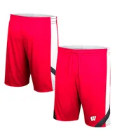 Men's Colosseum Red and White Wisconsin Badgers Am I Wrong Reversible Shorts