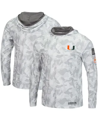 Men's Colosseum Arctic Camo Miami Hurricanes Oht Military-inspired Appreciation Hoodie Long Sleeve T-shirt