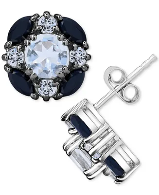 Multi-Gemstone Cluster Stud Earrings (3-7/8 ct. t.w.) in Sterling Silver - Multi
