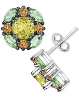 Multi-Gemstone Cluster Stud Earrings (3-1/4 ct. t.w.) in Sterling Silver - Multi