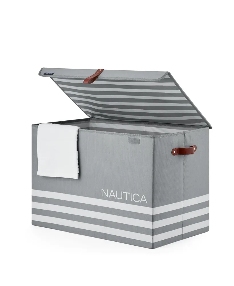 Nautica Folded Large Storage Trunk with Lid Stripe