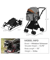 PawHut Foldable Pet Carrier/Removable Bag for Kittens & Puppies, Grey