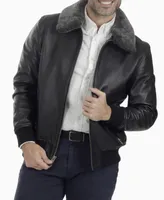 Frye Men's Removable-Collar Leather Bomber Jacket