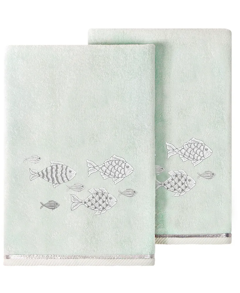 Linum Home Textiles Turkish Cotton Figi Embellished Bath Towel Set, 2 Piece