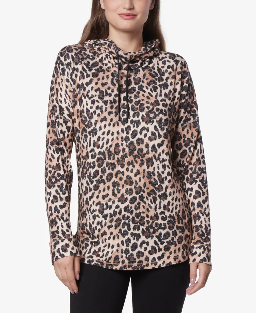 Andrew Marc Sport Women's Long Sleeve Printed Cowl Neck Tunic Top