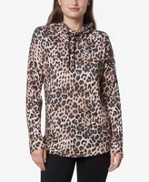 Andrew Marc Sport Women's Long Sleeve Printed Cowl Neck Tunic Top