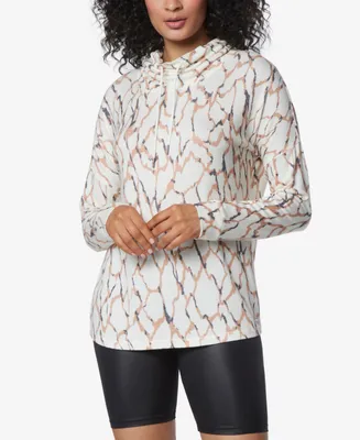 Andrew Marc Sport Women's Long Sleeve Printed Cowl Neck Tunic Top