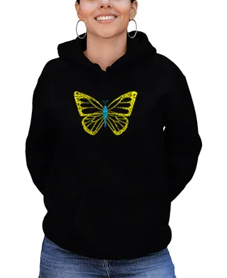La Pop Art Women's Butterfly Word Hooded Sweatshirt