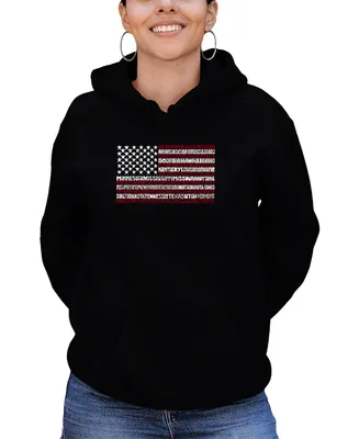 La Pop Art Women's 50 States Usa Flag Word Hooded Sweatshirt