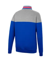 Men's Colosseum Heathered Gray and Royal Kansas Jayhawks Be the Ball Quarter-Zip Top