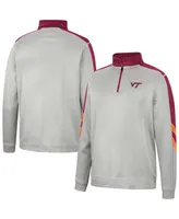 Men's Colosseum Gray and Maroon Virginia Tech Hokies Bushwood Fleece Quarter-Zip Jacket