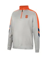 Men's Colosseum Gray and Orange Syracuse Bushwood Fleece Quarter-Zip Jacket