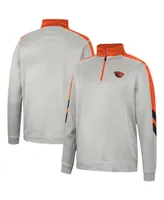 Men's Colosseum Gray and Orange Oregon State Beavers Bushwood Fleece Quarter-Zip Jacket