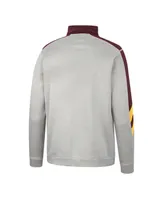 Men's Colosseum Gray and Maroon Arizona State Sun Devils Bushwood Fleece Quarter-Zip Jacket