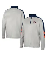 Men's Colosseum Gray and Navy Auburn Tigers Bushwood Fleece Quarter-Zip Jacket