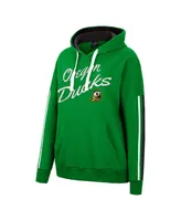 Women's Colosseum Green Oregon Ducks Serena Oversized Sleeve Striping V-Neck Pullover Hoodie