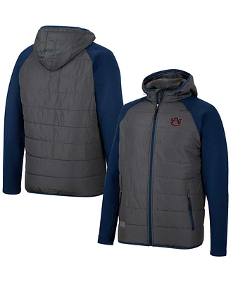 Men's Colosseum Charcoal, Navy Auburn Tigers Good On You Raglan Full-Zip Jacket
