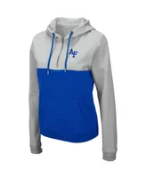 Women's Colosseum Gray and Royal Air Force Falcons Aidan Half-Zip Hoodie