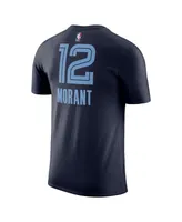 Men's Nike Ja Morant Navy Memphis Grizzlies Icon 2022/23 Name and Number Performance T-shirt