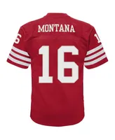 Infant Boys and Girls Mitchell & Ness Joe Montana Scarlet San Francisco 49ers 1990 Retired Legacy Jersey