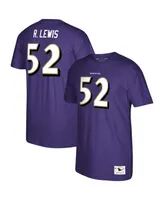 Men's Mitchell & Ness Ray Lewis Purple Baltimore Ravens Retired Player Logo Name and Number T-shirt