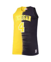 Men's Mitchell & Ness Chris Webber Navy, Maize Michigan Wolverines Big and Tall Player Tie-Dye Jersey