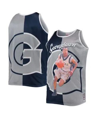 Men's Mitchell & Ness Allen Iverson Navy, Gray Georgetown Hoyas Sublimated Player Big and Tall Tank Top