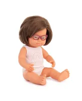 Miniland Baby Girl 15" Caucasian with Down Syndrome with Glasses